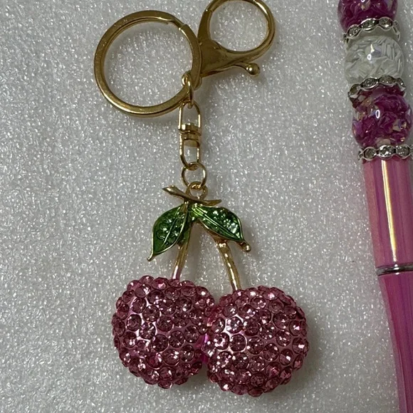 ✨ Pink Cherry Keychain & Pen Set ✨ - Picture 4 of 8
